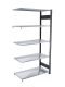 Fachbodenregal Stecksystem, Anbauregal, beidseitig nutzbar, H2000xB1000xT600 mm, 5 Fachböden, Fachlast 85 kg, schwarz / verzinkt
