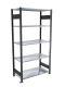 Fachbodenregal Stecksystem, Grundregal, beidseitig nutzbar, H2000xB750xT350 mm, 5 Fachböden, Fachlast 85 kg, schwarz / verzinkt