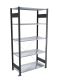 Fachbodenregal Stecksystem, Grundregal, einseitig nutzbar, H2000xB1000xT400 mm, 5 Fachböden, Fachlast 150 kg, schwarz / verzinkt