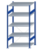 SCHULTE Steckregal, Fachbodenregale Stecksystem, Grundregal, einseitig nutzbar, H2000xB1000xT800 mm, 5 Fachböden, Fachlast 150 kg, RAL 5010 enzianblau / verzinkt