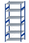 SCHULTE Steckregal, Fachbodenregale Stecksystem, Grundregal, einseitig nutzbar, H2500xB1000xT800 mm, 6 Fachböden, Fachlast 150 kg, RAL 5010 enzianblau / verzinkt