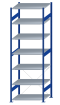 SCHULTE Steckregal, Fachbodenregale Stecksystem, Grundregal, einseitig nutzbar, H3000xB1000xT800 mm, 7 Fachböden, Fachlast 150 kg, RAL 5010 enzianblau / verzinkt