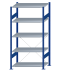 SCHULTE Steckregal, Fachbodenregale Stecksystem, Grundregal, einseitig nutzbar, H2000xB1000xT600 mm, 5 Fachböden, Fachlast 150 kg, RAL 5010 enzianblau / verzinkt