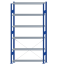 SCHULTE Steckregal, Fachbodenregale Stecksystem, Grundregal, einseitig nutzbar, H2500xB1300xT300 mm, 6 Fachböden, Fachlast 150 kg, RAL 5010 enzianblau / verzinkt
