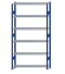 SCHULTE Steckregal, Fachbodenregale Stecksystem, Grundregal, beidseitig nutzbar, H2500xB1300xT300 mm, 6 Fachböden, Fachlast 150 kg, RAL 5010 enzianblau / verzinkt