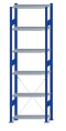 SCHULTE Steckregal, Fachbodenregale Stecksystem, Grundregal, einseitig nutzbar, H2500xB750xT300 mm, 6 Fachböden, Fachlast 150 kg, RAL 5010 enzianblau / verzinkt