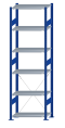 SCHULTE Steckregal, Fachbodenregale Stecksystem, Grundregal, einseitig nutzbar, H2500xB750xT400 mm, 6 Fachböden, Fachlast 150 kg, RAL 5010 enzianblau / verzinkt