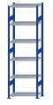 SCHULTE Steckregal, Fachbodenregale Stecksystem, Grundregal, beidseitig nutzbar, H2500xB750xT400 mm, 6 Fachböden, Fachlast 150 kg, RAL 5010 enzianblau / verzinkt