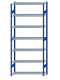 SCHULTE Steckregal, Fachbodenregale Stecksystem, Grundregal, beidseitig nutzbar, H3000xB1300xT400 mm, 7 Fachböden, Fachlast 150 kg, RAL 5010 enzianblau / verzinkt