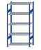 SCHULTE Steckregal, Fachbodenregale Stecksystem, Grundregal, beidseitig nutzbar, H2000xB1000xT500 mm, 5 Fachböden, Fachlast 150 kg, RAL 5010 enzianblau / verzinkt