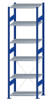 SCHULTE Steckregal, Fachbodenregale Stecksystem, Grundregal, einseitig nutzbar, H2500xB750xT500 mm, 6 Fachböden, Fachlast 150 kg, RAL 5010 enzianblau / verzinkt