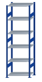 SCHULTE Steckregal, Fachbodenregale Stecksystem, Grundregal, beidseitig nutzbar, H2500xB750xT500 mm, 6 Fachböden, Fachlast 150 kg, RAL 5010 enzianblau / verzinkt