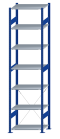SCHULTE Steckregal, Fachbodenregale Stecksystem, Grundregal, einseitig nutzbar, H3000xB750xT500 mm, 7 Fachböden, Fachlast 150 kg, RAL 5010 enzianblau / verzinkt