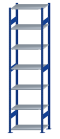 SCHULTE Steckregal, Fachbodenregale Stecksystem, Grundregal, beidseitig nutzbar, H3000xB750xT500 mm, 7 Fachböden, Fachlast 150 kg, RAL 5010 enzianblau / verzinkt