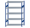 SCHULTE Steckregal, Fachbodenregale Stecksystem, Grundregal, beidseitig nutzbar, H2000xB1300xT600 mm, 5 Fachböden, Fachlast 150 kg, RAL 5010 enzianblau / verzinkt
