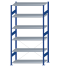 SCHULTE Steckregal, Fachbodenregale Stecksystem, Grundregal, einseitig nutzbar, H2500xB1300xT600 mm, 6 Fachböden, Fachlast 150 kg, RAL 5010 enzianblau / verzinkt