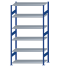 SCHULTE Steckregal, Fachbodenregale Stecksystem, Grundregal, beidseitig nutzbar, H2500xB1300xT600 mm, 6 Fachböden, Fachlast 150 kg, RAL 5010 enzianblau / verzinkt