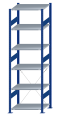 SCHULTE Steckregal, Fachbodenregale Stecksystem, Grundregal, einseitig nutzbar, H2500xB750xT600 mm, 6 Fachböden, Fachlast 150 kg, RAL 5010 enzianblau / verzinkt