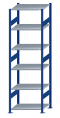 SCHULTE Steckregal, Fachbodenregale Stecksystem, Grundregal, beidseitig nutzbar, H2500xB750xT600 mm, 6 Fachböden, Fachlast 150 kg, RAL 5010 enzianblau / verzinkt
