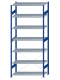 SCHULTE Steckregal, Fachbodenregale Stecksystem, Grundregal, einseitig nutzbar, H3000xB1300xT600 mm, 7 Fachböden, Fachlast 150 kg, RAL 5010 enzianblau / verzinkt