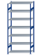 SCHULTE Steckregal, Fachbodenregale Stecksystem, Grundregal, beidseitig nutzbar, H3000xB1300xT600 mm, 7 Fachböden, Fachlast 150 kg, RAL 5010 enzianblau / verzinkt