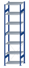 SCHULTE Steckregal, Fachbodenregale Stecksystem, Grundregal, einseitig nutzbar, H3000xB750xT600 mm, 7 Fachböden, Fachlast 150 kg, RAL 5010 enzianblau / verzinkt