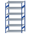 SCHULTE Steckregal, Fachbodenregale Stecksystem, Grundregal, beidseitig nutzbar, H2500xB1300xT800 mm, 6 Fachböden, Fachlast 150 kg, RAL 5010 enzianblau / verzinkt