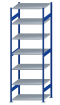 SCHULTE Steckregal, Fachbodenregale Stecksystem, Grundregal, beidseitig nutzbar, H3000xB1000xT800 mm, 7 Fachböden, Fachlast 150 kg, RAL 5010 enzianblau / verzinkt