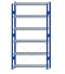 SCHULTE Steckregal, Fachbodenregale Stecksystem, Grundregal, einseitig nutzbar, H2500xB1300xT300 mm, 6 Fachböden, Fachlast 250 kg, RAL 5010 enzianblau / verzinkt
