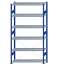 SCHULTE Steckregal, Fachbodenregale Stecksystem, Grundregal, einseitig nutzbar, H2500xB1300xT400 mm, 6 Fachböden, Fachlast 250 kg, RAL 5010 enzianblau / verzinkt