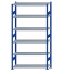 SCHULTE Steckregal, Fachbodenregale Stecksystem, Grundregal, beidseitig nutzbar, H2500xB1300xT400 mm, 6 Fachböden, Fachlast 250 kg, RAL 5010 enzianblau / verzinkt