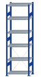 SCHULTE Steckregal, Fachbodenregale Stecksystem, Grundregal, einseitig nutzbar, H2500xB750xT400 mm, 6 Fachböden, Fachlast 250 kg, RAL 5010 enzianblau / verzinkt
