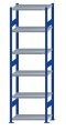 SCHULTE Steckregal, Fachbodenregale Stecksystem, Grundregal, beidseitig nutzbar, H2500xB750xT400 mm, 6 Fachböden, Fachlast 250 kg, RAL 5010 enzianblau / verzinkt