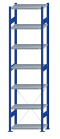 SCHULTE Steckregal, Fachbodenregale Stecksystem, Grundregal, einseitig nutzbar, H3000xB750xT400 mm, 7 Fachböden, Fachlast 250 kg, RAL 5010 enzianblau / verzinkt