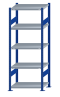 SCHULTE Steckregal, Fachbodenregale Stecksystem, Grundregal, beidseitig nutzbar, H2000xB750xT500 mm, 5 Fachböden, Fachlast 250 kg, RAL 5010 enzianblau / verzinkt