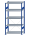 SCHULTE Steckregal, Fachbodenregale Stecksystem, Grundregal, einseitig nutzbar, H2000xB1000xT500 mm, 5 Fachböden, Fachlast 250 kg, RAL 5010 enzianblau / verzinkt