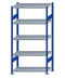 SCHULTE Steckregal, Fachbodenregale Stecksystem, Grundregal, beidseitig nutzbar, H2000xB1000xT500 mm, 5 Fachböden, Fachlast 250 kg, RAL 5010 enzianblau / verzinkt