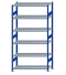 SCHULTE Steckregal, Fachbodenregale Stecksystem, Grundregal, beidseitig nutzbar, H2500xB1300xT500 mm, 6 Fachböden, Fachlast 250 kg, RAL 5010 enzianblau / verzinkt