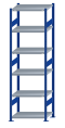 SCHULTE Steckregal, Fachbodenregale Stecksystem, Grundregal, beidseitig nutzbar, H2500xB750xT500 mm, 6 Fachböden, Fachlast 250 kg, RAL 5010 enzianblau / verzinkt