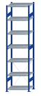 SCHULTE Steckregal, Fachbodenregale Stecksystem, Grundregal, einseitig nutzbar, H3000xB750xT500 mm, 7 Fachböden, Fachlast 250 kg, RAL 5010 enzianblau / verzinkt