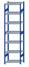 SCHULTE Steckregal, Fachbodenregale Stecksystem, Grundregal, beidseitig nutzbar, H3000xB750xT500 mm, 7 Fachböden, Fachlast 250 kg, RAL 5010 enzianblau / verzinkt