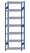 SCHULTE Steckregal, Fachbodenregale Stecksystem, Grundregal, einseitig nutzbar, H3000xB1000xT500 mm, 7 Fachböden, Fachlast 250 kg, RAL 5010 enzianblau / verzinkt