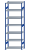 SCHULTE Steckregal, Fachbodenregale Stecksystem, Grundregal, beidseitig nutzbar, H3000xB1000xT500 mm, 7 Fachböden, Fachlast 250 kg, RAL 5010 enzianblau / verzinkt