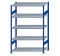 SCHULTE Steckregal, Fachbodenregale Stecksystem, Grundregal, beidseitig nutzbar, H2000xB1300xT600 mm, 5 Fachböden, Fachlast 250 kg, RAL 5010 enzianblau / verzinkt