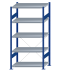 SCHULTE Steckregal, Fachbodenregale Stecksystem, Grundregal, einseitig nutzbar, H2000xB1000xT600 mm, 5 Fachböden, Fachlast 250 kg, RAL 5010 enzianblau / verzinkt