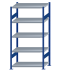 SCHULTE Steckregal, Fachbodenregale Stecksystem, Grundregal, beidseitig nutzbar, H2000xB1000xT600 mm, 5 Fachböden, Fachlast 250 kg, RAL 5010 enzianblau / verzinkt