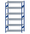 SCHULTE Steckregal, Fachbodenregale Stecksystem, Grundregal, beidseitig nutzbar, H2500xB1300xT600 mm, 6 Fachböden, Fachlast 250 kg, RAL 5010 enzianblau / verzinkt