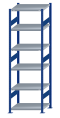 SCHULTE Steckregal, Fachbodenregale Stecksystem, Grundregal, beidseitig nutzbar, H2500xB750xT600 mm, 6 Fachböden, Fachlast 250 kg, RAL 5010 enzianblau / verzinkt