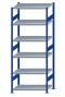 SCHULTE Steckregal, Fachbodenregale Stecksystem, Grundregal, beidseitig nutzbar, H2500xB1000xT600 mm, 6 Fachböden, Fachlast 250 kg, RAL 5010 enzianblau / verzinkt