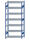 SCHULTE Steckregal, Fachbodenregale Stecksystem, Grundregal, beidseitig nutzbar, H3000xB1300xT600 mm, 7 Fachböden, Fachlast 250 kg, RAL 5010 enzianblau / verzinkt